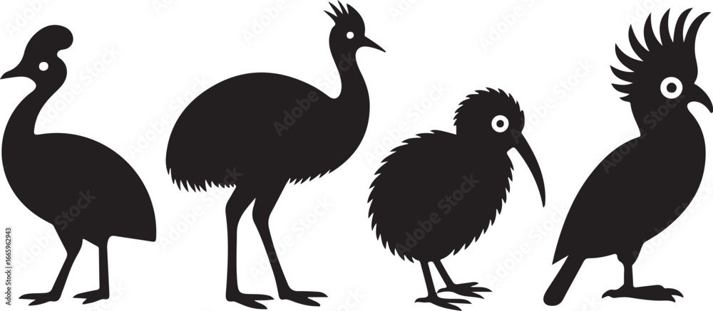 Naklejka premium Exotic Bird Silhouette Vector Art