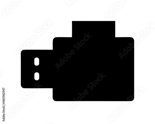Simple black and white vector illustration of a USB flash drive device