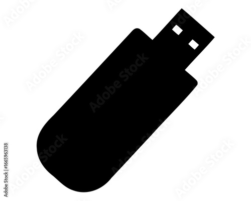 Silhouette illustration of a USB flash drive for data storage purposes