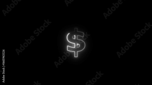 Wallpaper Mural Dollar icon neon line bright cyan color animation. Black background 4k video. Torontodigital.ca