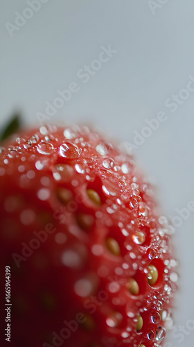 Dewy Strawberry Macro Photo