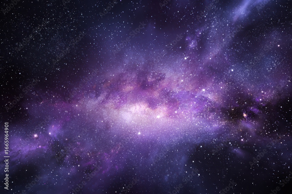 Fototapeta premium Exploration of a stunning purple galaxy filled with vibrant stars and intricate nebulae showcasing the beauty of the universe