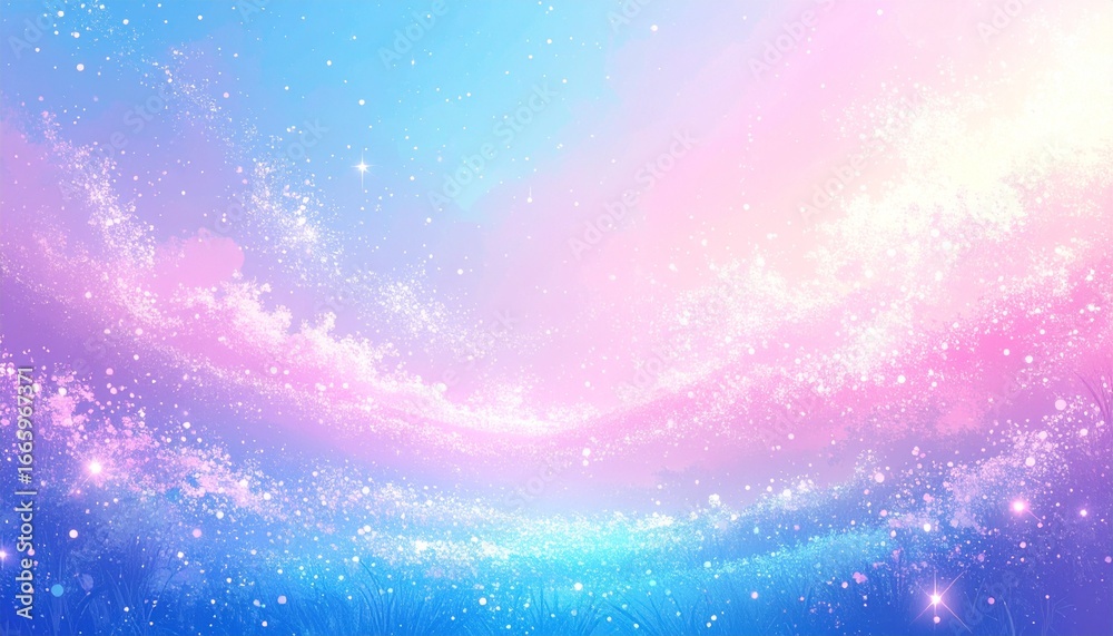 Fototapeta premium Dreamy pastel galaxy with starry sky and vibrant fields, perfect for fantasy or whimsical backgrounds