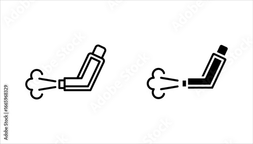 asthma inhaler icon set, spray for respiratory, vector illustration on white background