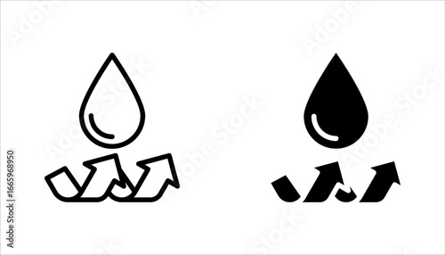 Waterproof icon set. Water resistant symbol. Water protection, vector illustration on white background