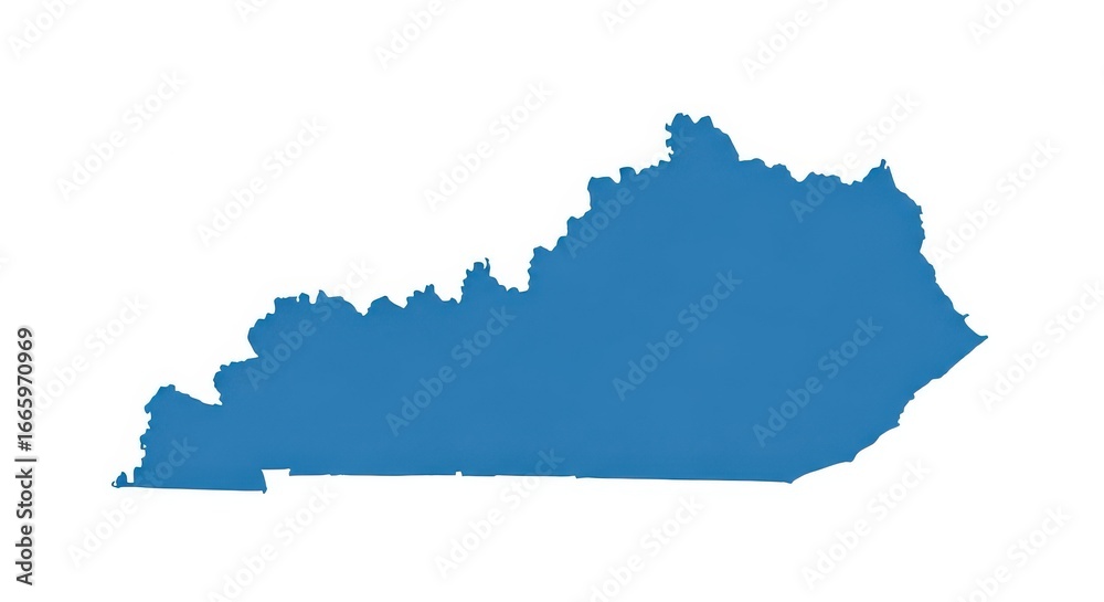 Fototapeta premium Detailed Kentucky State Map Illustration, Blue Silhouette on White Background