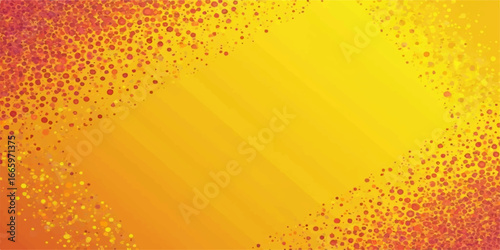 Golden yellow beer with foam and bubbles in a glass, with an abstract orange and gold background texture