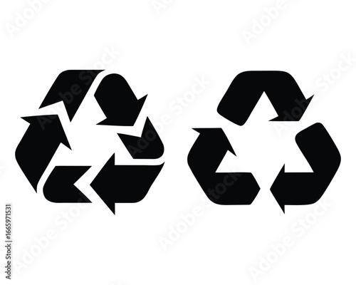 Recycle symbol icon on black background vector illustration