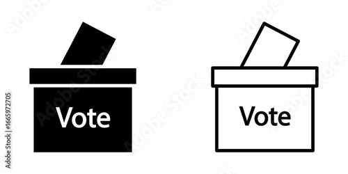 voting ballot box set icon on white background