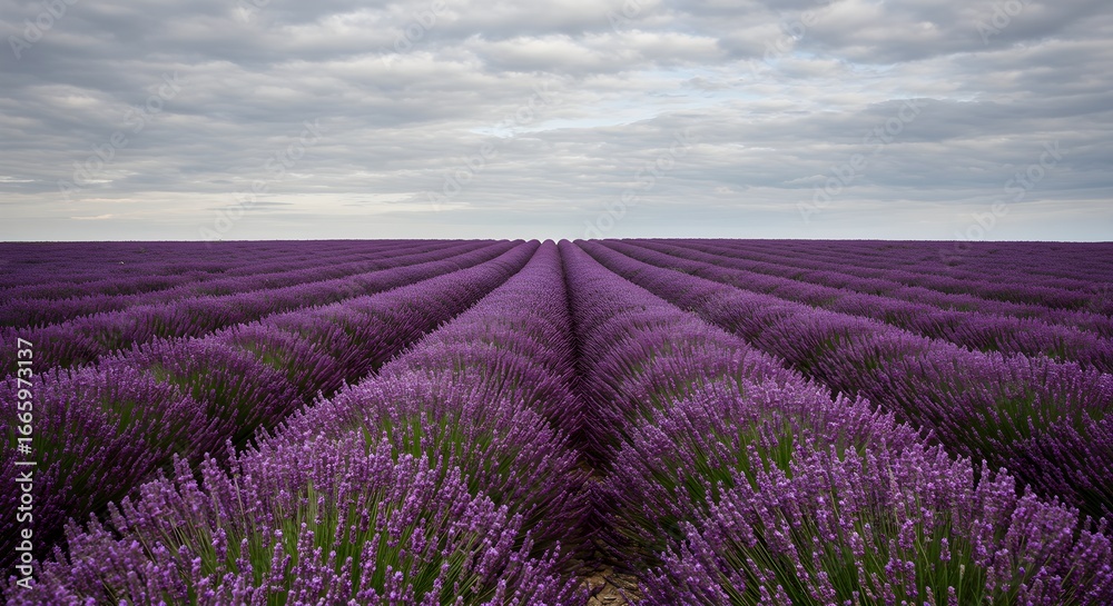 Obraz premium Lavender field rows symmetry
