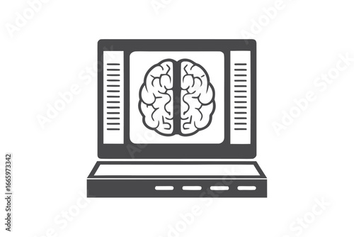 Brain Scan on Computer Diagnostic Medical White Background