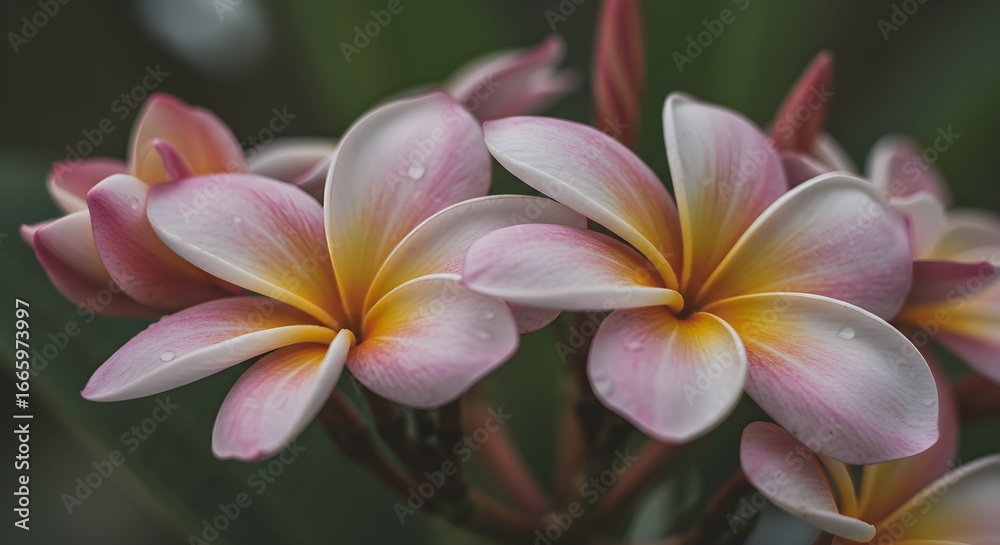 Pink plumeria flowers close up Pink plumeria flowers close up