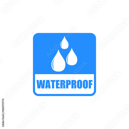 Waterproof sign isolated on white background