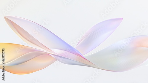 Abstract floral design with flowing petals in pink, white, and orange.