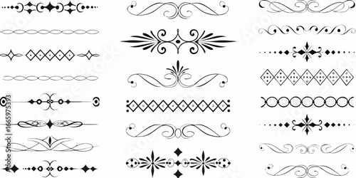 Collection of decorative dividers and borders in black and white vector format