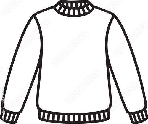 Simple white crew neck sweater with ribbed collar cuffs and hem clothing apparel