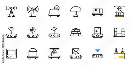 Modern automation and logistics icons convey smart factory technology for seamless operations