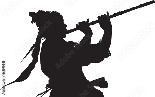 Saxophone player silhouette of man and woman playing music