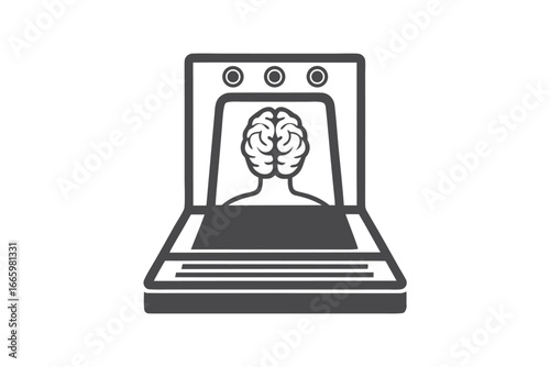 Brain Scan Human Body in Scanner Machine on White Background Isolated Design
