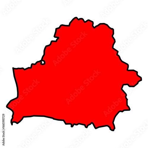 Belarus map outline – country border vector with red fill