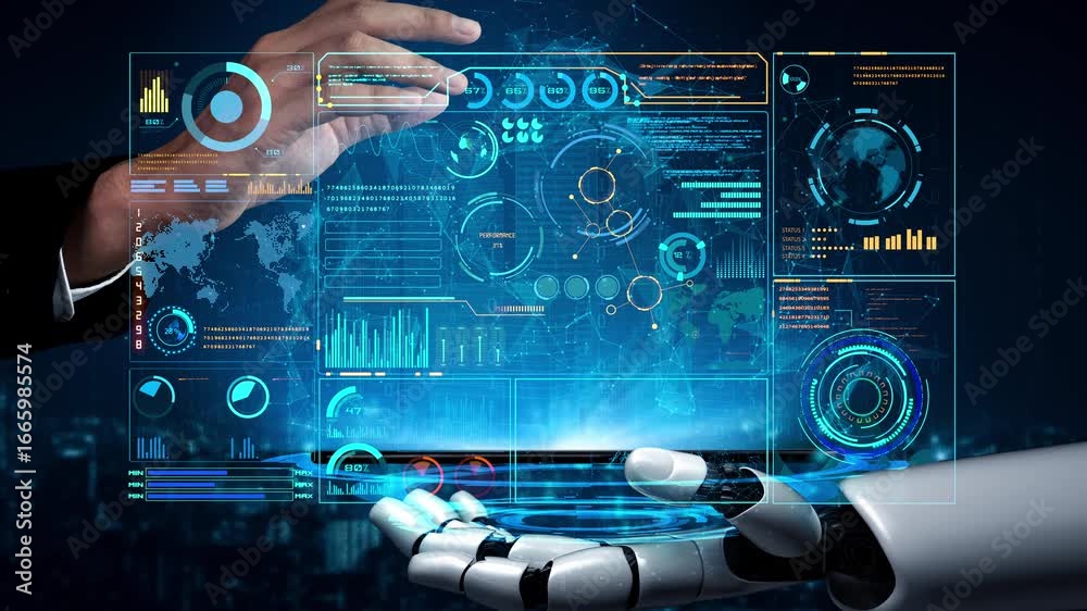 AI artificial intelligence drives data analytics with predictive models, smart dashboards, and virtual assistant insights for data-driven business decisions.