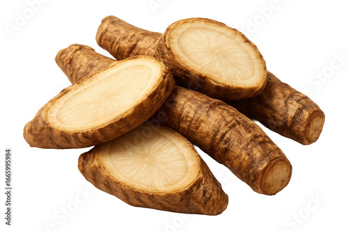Whole chicory root slices in a small heap