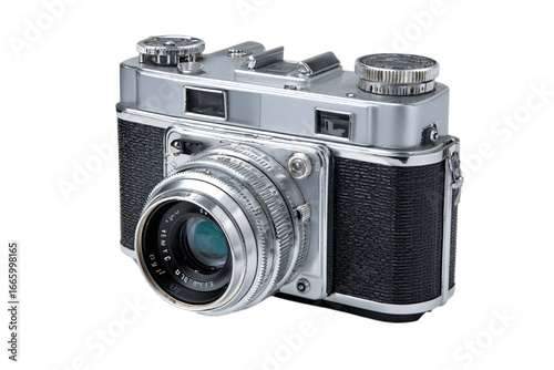 Vintage camera isolated on white background --ar 3:2