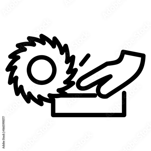 Hand injury icon with circular saw