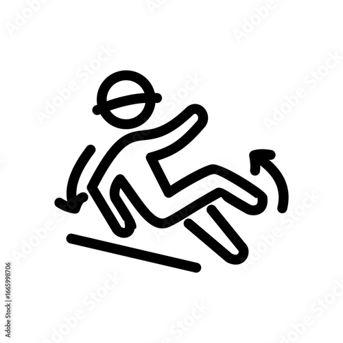 Worker slipping accident icon