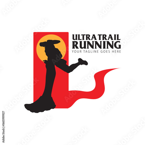 ultra trail run logo vector