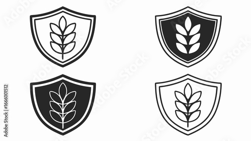 Vector illustration of shield with leaf icons symbolizing eco protection, nature care and sustainability
