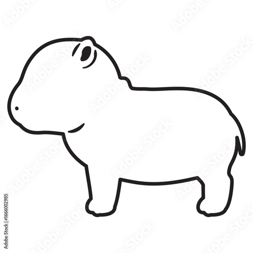 横向きのカバの線画