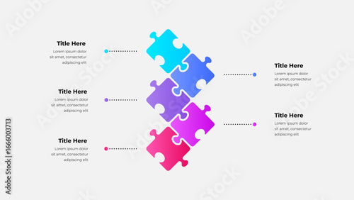 Infographic with interconnected puzzle pieces, symbolizing teamwork, collaboration, and coordination. Each piece includes space for customizable text or business related information