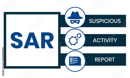 sar - suspicious activity report acronym. business concept background. vector illustration concept with keywords and icons. lettering illustration with icons for web banner, flyer