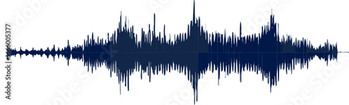A dark blue sound wave on a white background with grid lines