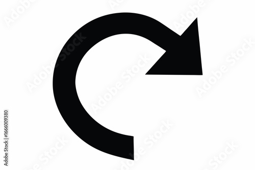 A black circular arrow rotating clockwise on a white background