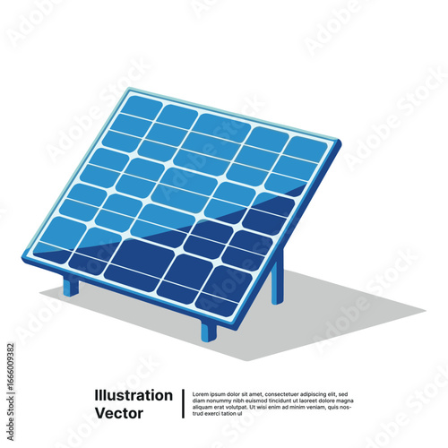 Solar panel on white background renewable energy eco friendly illustration