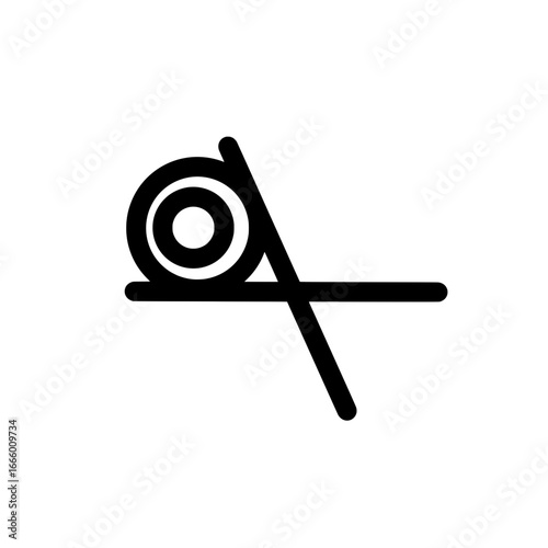 Minimalist illustration featuring a circular object with a hole and intersecting lines design element