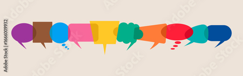 Set of speech bubble. Chatting box, message box. Colorful vector illustration