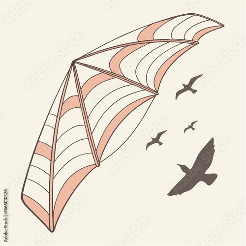 Hang Glider with Birds in Flight