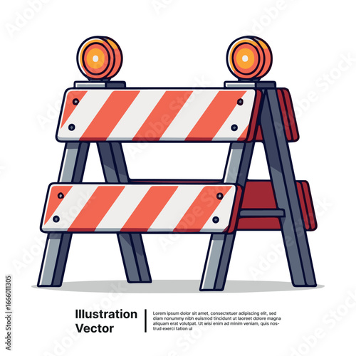 Construction barrier with lights for traffic control, representing safety and roadwork