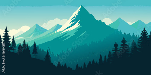Expansive evergreen forest covering a steep mountainside in a natural landscape