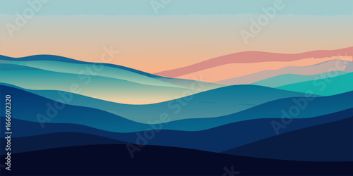 Abstract watercolor painting with rolling textures and organic shapes