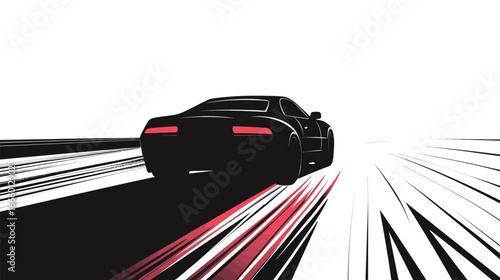 Silhouette of a Car Speeding on a Highway Vector Illustration