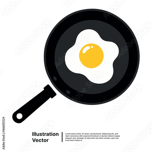 Delicious fried egg cooking in a black pan, perfect for a healthy breakfast meal