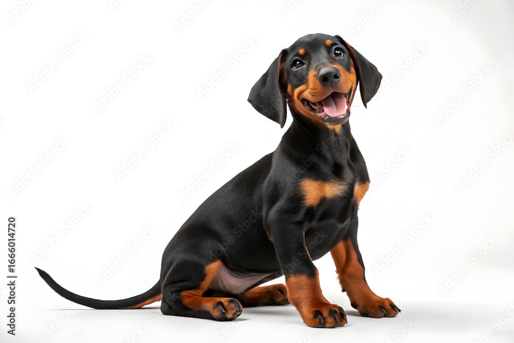 Obraz premium Joyful Black and Tan Dachshund Puppy Portrait
