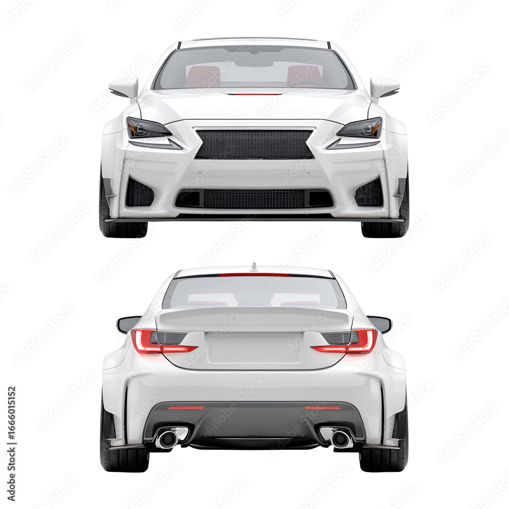 Fototapeta premium Car Front and Back View Isolated