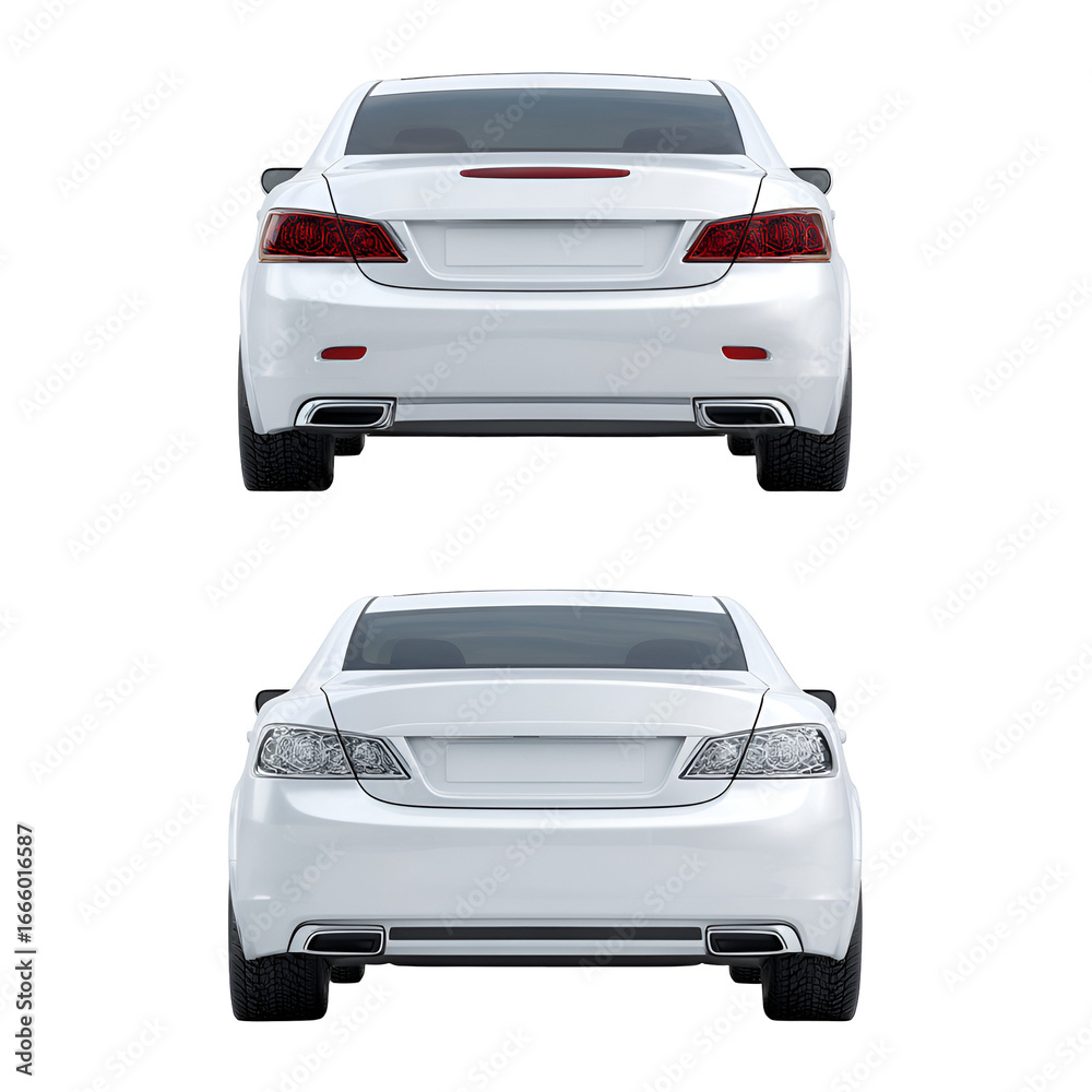 Fototapeta premium Car Front and Back View Isolated