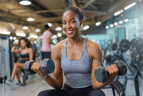 Woman Lifting Weights in Gym Fictional Character Created By Generative AI
