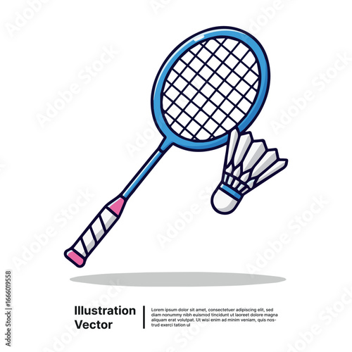 Badminton Gear Shuttlecock and Racket Illustration for Sports and Recreation Designs